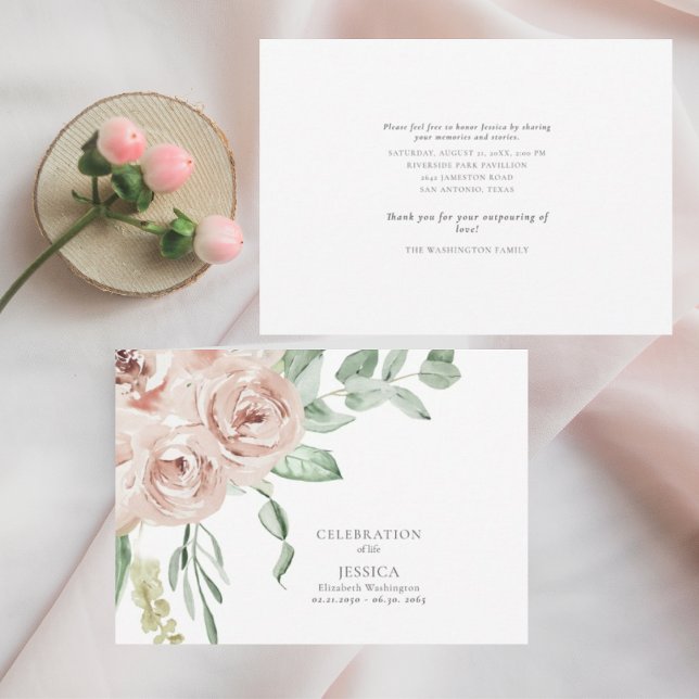 Invitation Fête de la vie du Rose Aquarelle (Créateur téléchargé)
