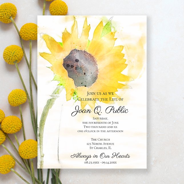 Invitation Fête de la vie du tournesol jaune (Créateur téléchargé)