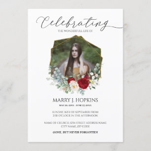 Invitation Fête de la vie en fleurs blanches rouges