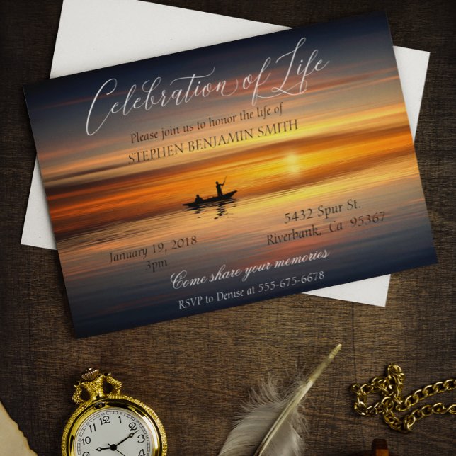 Invitation Fête de la vie Pêche Lac Sunset Sunrise (Créateur téléchargé)