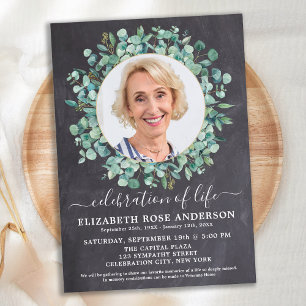 Invitation Fête De La Vie Photo Eucalyptus Green Invi