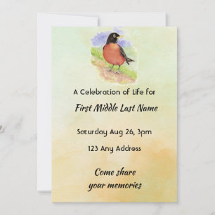 Invitation Fête de la vie Service Robin Garden Bird