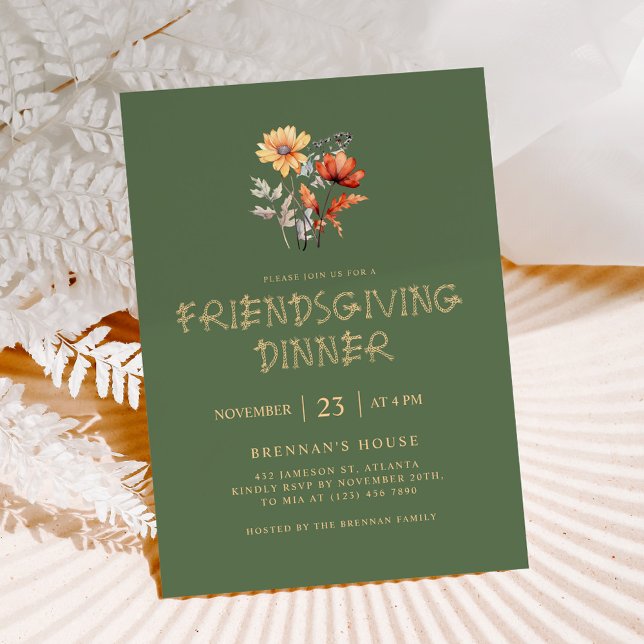 Invitation Fête de l'Action de grâce (Thanksgiving Elegant Friendsgiving Feast Invitation)