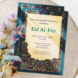 Invitation Fête de l'Aïd bleu ornemental fête de l'Aïd Aïd Aï