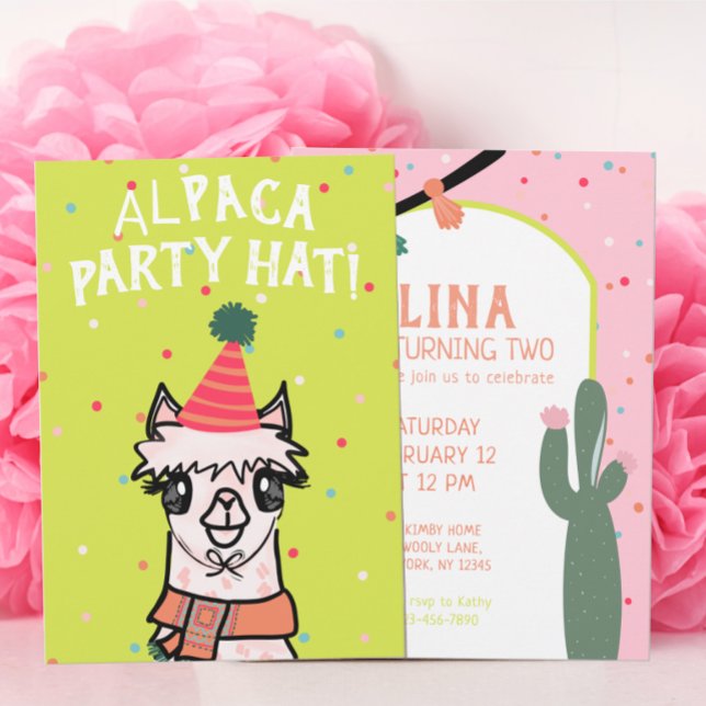 Invitation Fête de l'Alpaca Cactus (Créateur téléchargé)