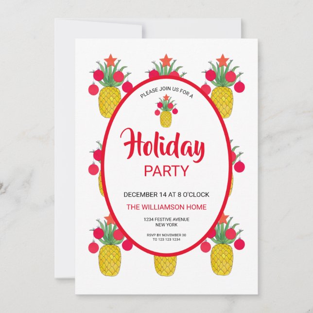 Invitation Fête de l'ananas Noël (Devant)