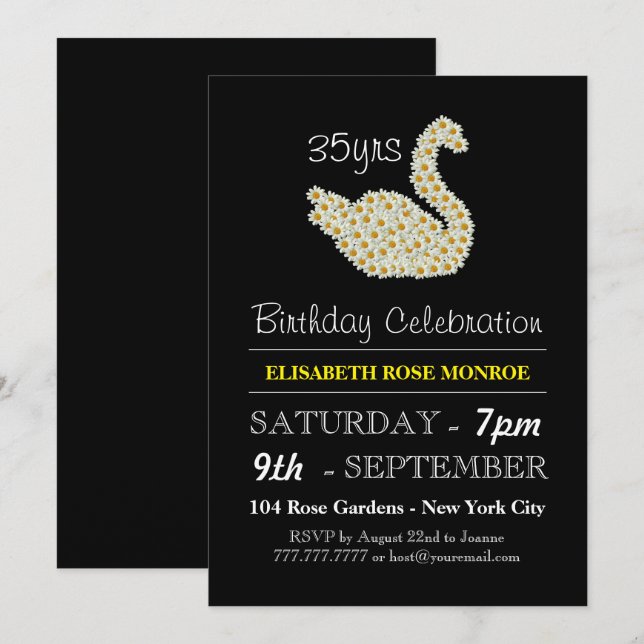 Invitation Fête de l'anniversaire de Daisy Swan (Devant / Derrière)