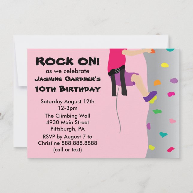 Invitation Fête de l'anniversaire de la Escalade de Girl's Ro (Devant)