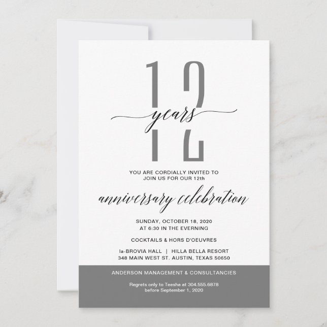 Invitation Fête de l'anniversaire de la fête des affaires gri (Devant)