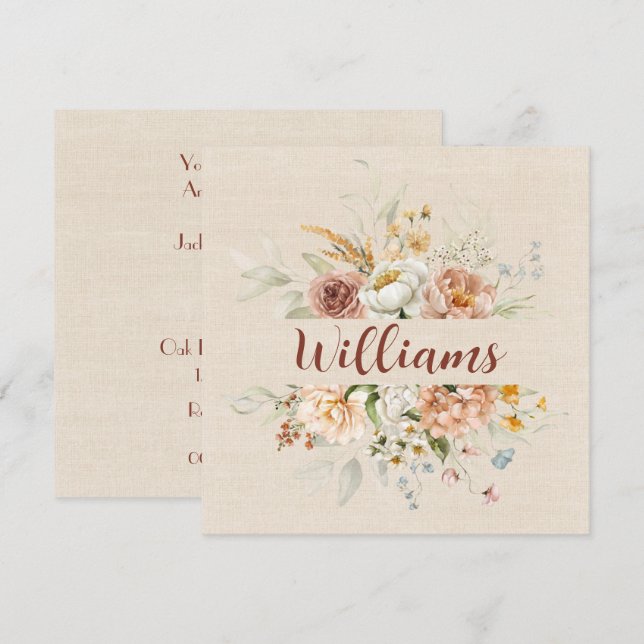 Invitation Fête de l'anniversaire de la frontière florale (Devant / Derrière)