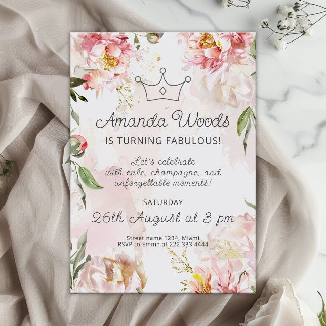 Invitation Fête de l'anniversaire de Regal Royal Bloom (Créateur téléchargé)
