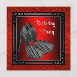 Invitation Fête de l'anniversaire des femmes Red Zebra