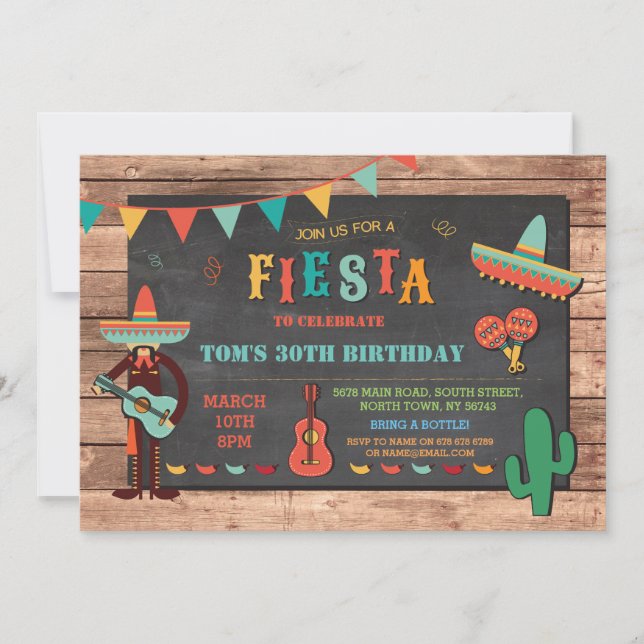 Invitation Fête de l'Anniversaire du Mexique Parti Casquette  (Devant)