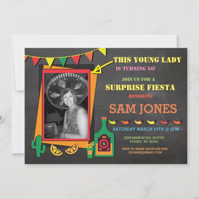Invitation Fête de l'Anniversaire Mexique Mexique Mexique Mex (Devant)