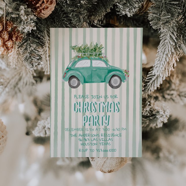 Invitation Fête de l'arbre de Noël à main verte (Créateur téléchargé)