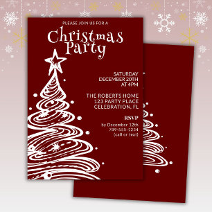 Invitation Fête de l'arbre de Noël rouge et blanc
