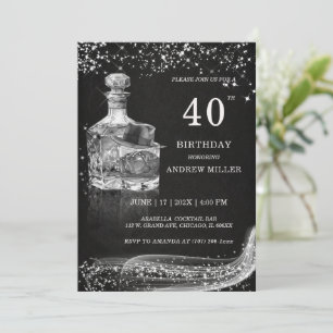 Invitation Fête de l'argent et du noir pour lui