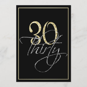 Invitation Fête de l'Argent Formal Noir et Or 30e anniversair