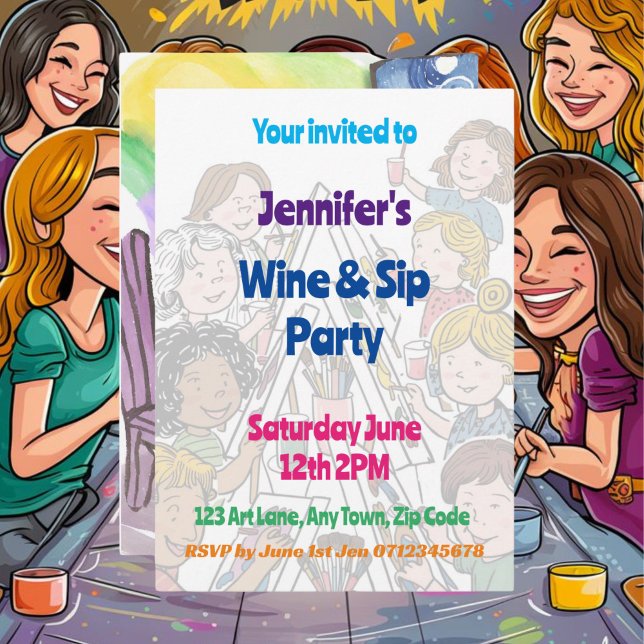 Invitation Fête de l'art Peinture et Sip Fête des adolescents (Créateur téléchargé)