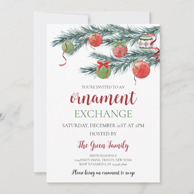 Invitation Fête de l'échange d'ornement (Devant)