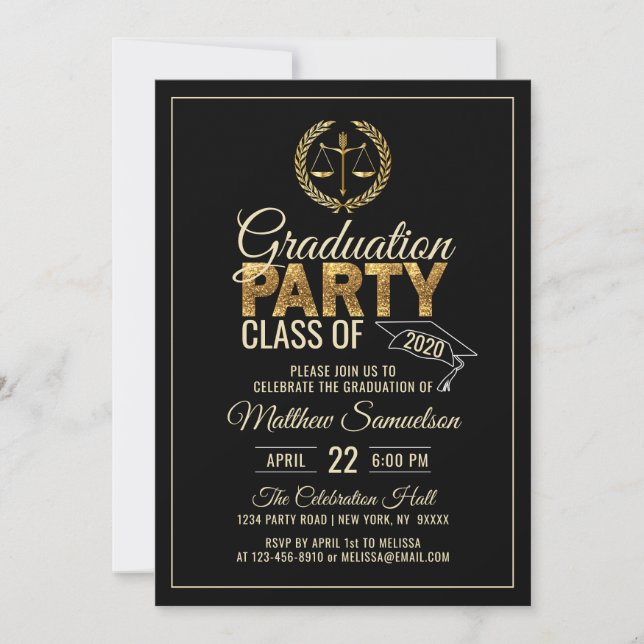 Invitation Fête de l'école de droit moderne Black Gold (Devant)
