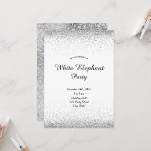 Invitation Fête de l'Éléphant Blanc Argenté