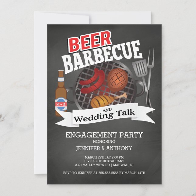 Invitation Fête de l'engagement des Mariages du barbecue de b (Devant)