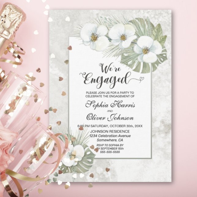 Invitation Fête de l'engagement floral de l'orchid tropical b (Créateur téléchargé)