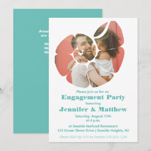Invitation Fête de l'engagement personnalisé photo en forme d