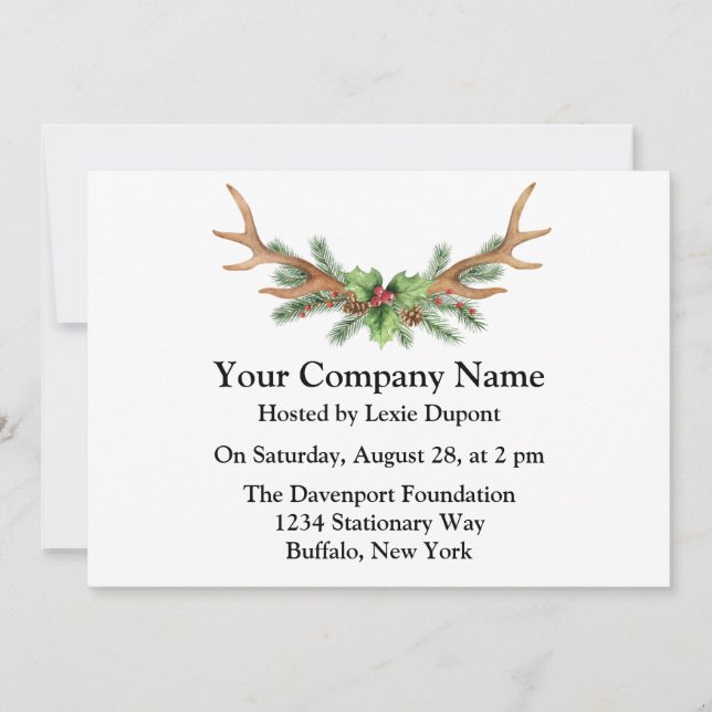 Invitation Fête de l'entreprise Christmas Deer Antler (Devant)