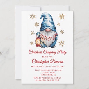 Invitation Fête de l'entreprise du gnome de Noël bleu