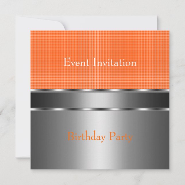 Invitation Fête de l'événement Silver Orange Check (Devant)