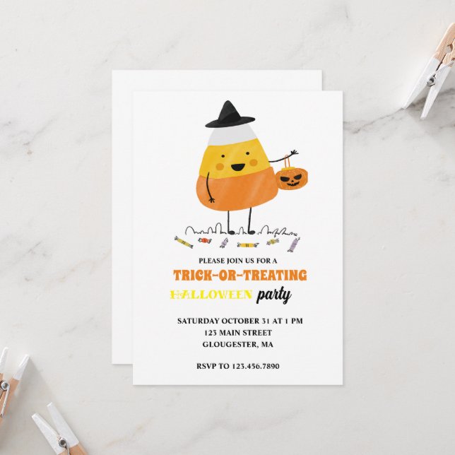 Invitation Fête de l'Halloween (Devant/Arrière en situation)