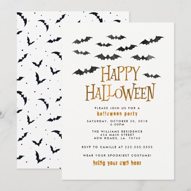 Invitation Fête de l'Halloween (Devant / Derrière)