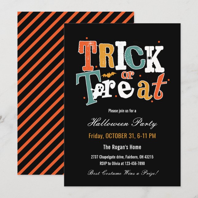 Invitation Fête de l'Halloween (Devant / Derrière)