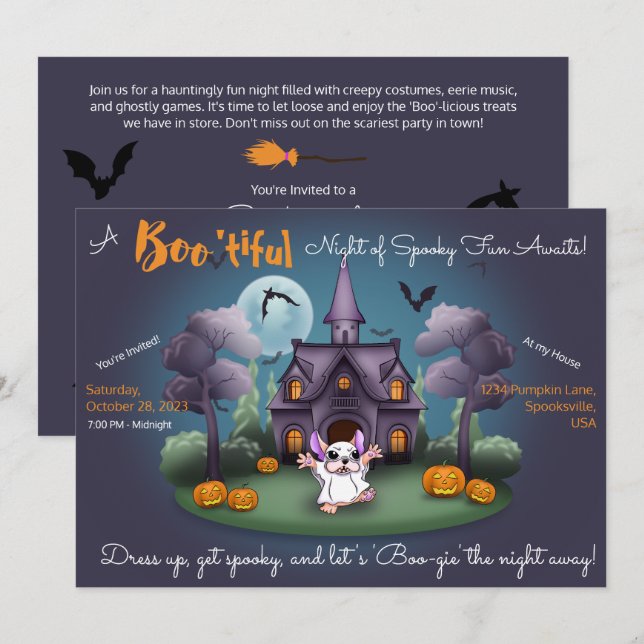 Invitation Fête de l'Halloween citrouille (Devant / Derrière)