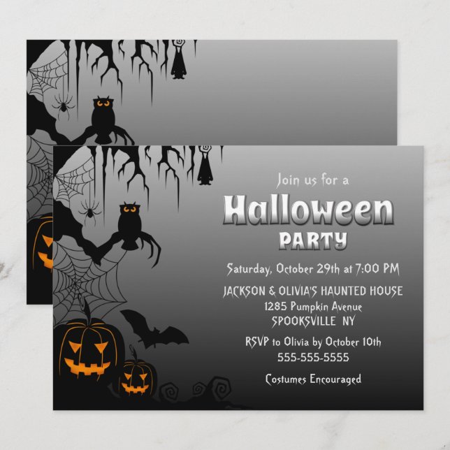 Invitation Fête de l'Halloween Citrouille (Devant / Derrière)