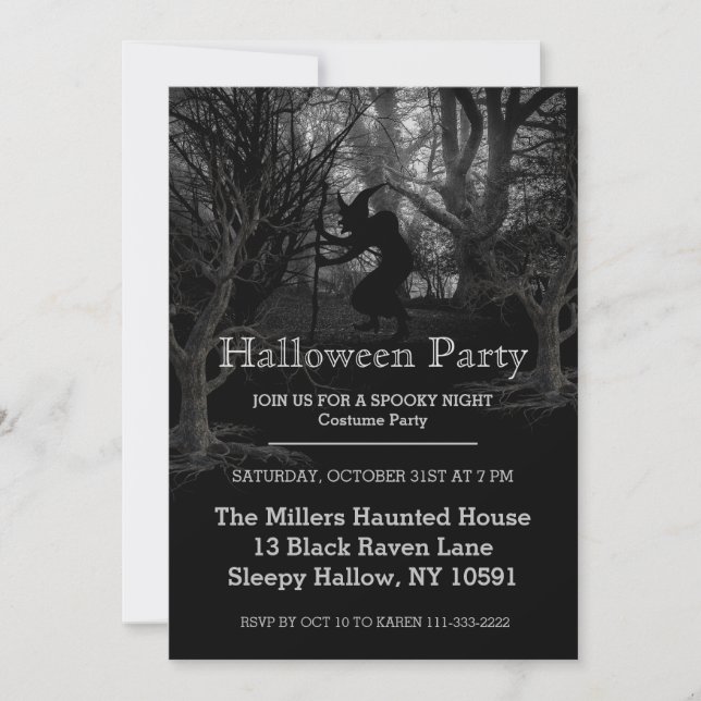Invitation Fête de l'Halloween de la forêt de sorcières (Devant)