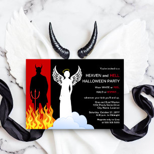 Invitation Fête de l'Halloween du ciel et de l'enfer