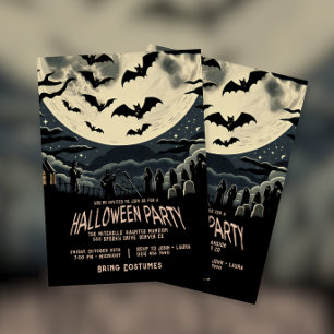 Invitation Fête de l'Halloween du fantôme de la tombe effraya