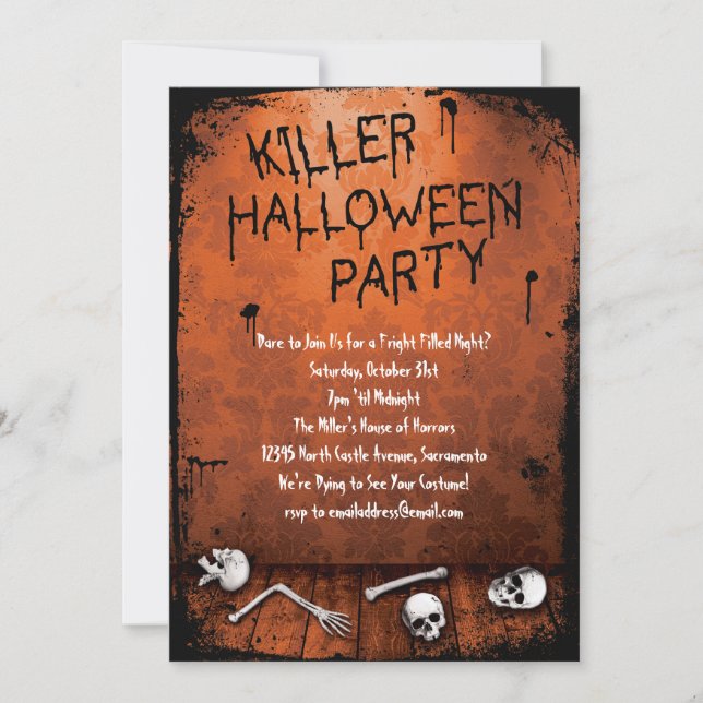 Invitation Fête de l'Halloween du tueur aux crânes (Devant)