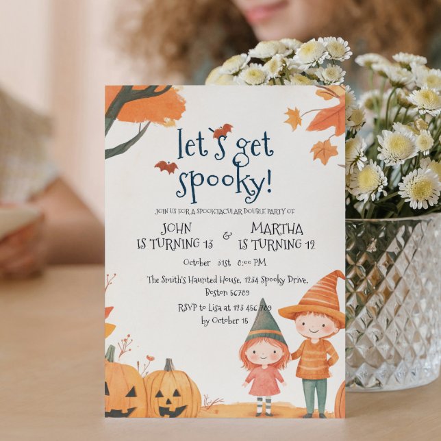 Invitation Fête de l'Halloween garçon et fille (Créateur téléchargé)