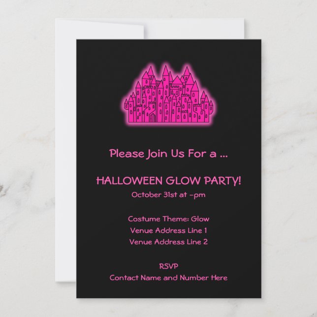 Invitation Fête de l'Halloween rose (Devant)