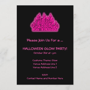 Invitation Fête de l'Halloween rose