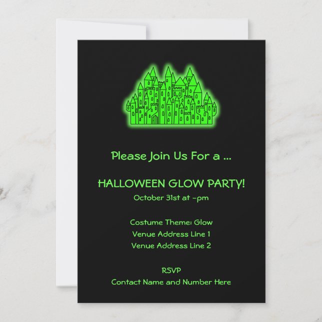 Invitation Fête de l'Halloween verte de Lime (Devant)