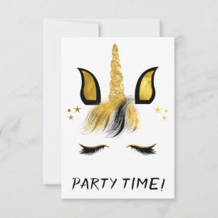 Invitation Fête de Licorne Dorée
