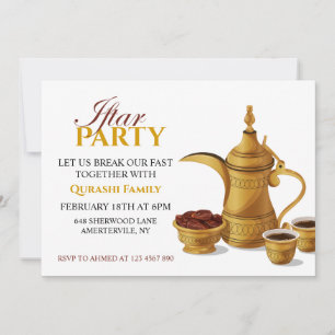 Invitation Fête de l'Iftar Café Arabe Doré Dallah & Dates