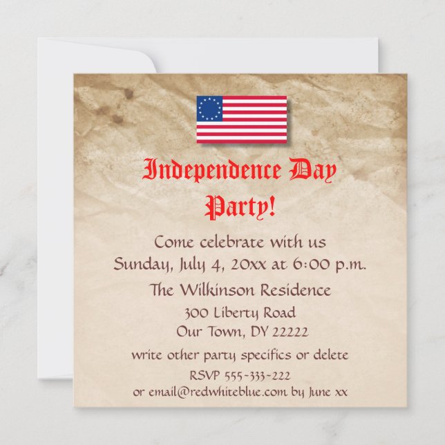 Invitation Fête de l'Indépendance (Devant)