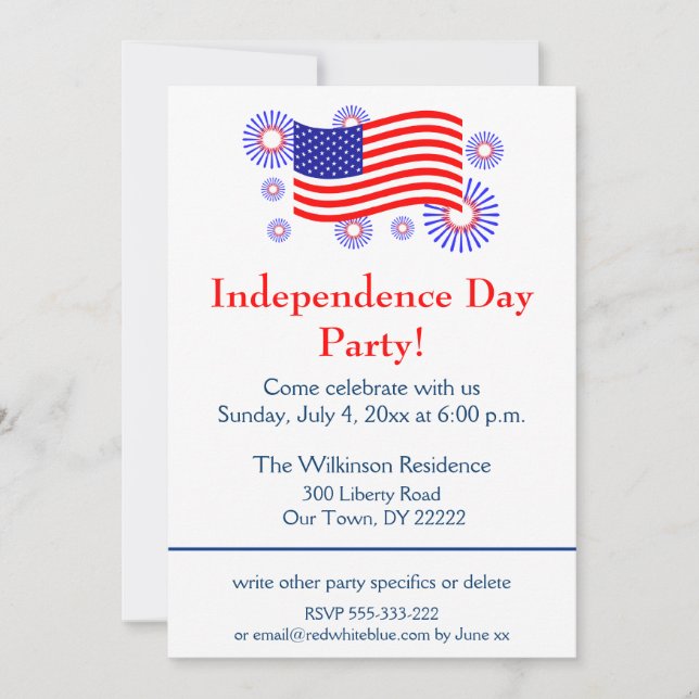 Invitation Fête de l'Indépendance (Devant)