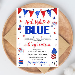 Invitation Fête de l'Indépendance de juillet Baby Shower Roug